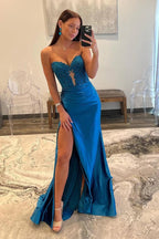 Mermaid Strapless Royal Blue Prom Dress Evening Dresses PSK509