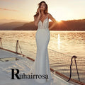 Ruhair Elegante Abito da Sposa Sirena con Appliques Spalline Sottili Schiena Nuda Bottoni per Donna Vestito da Cerimonia per Sposa