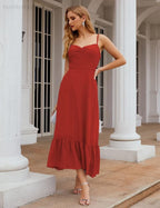 Numbersea Spaghetti-Träger Chiffon Brautjungfernkleid Knöchellänge Formell A-Linie Cocktail Party Homecoming-Kleid für Juniorinnen SEA28028
