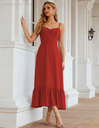 Numbersea Spaghetti-Träger Chiffon Brautjungfernkleid Knöchellänge Formell A-Linie Cocktail Party Homecoming-Kleid für Juniorinnen SEA28028