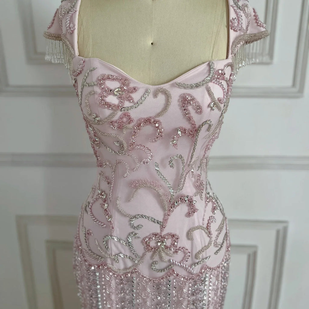 Serene Hill Pink Mermaid Beaded Evening Gowns 2026 Arabic Elegant Wedding Party Dresses DLA73550 Customized