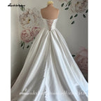 Lakshmigown Strapless A-Line Mikado Satin Wedding Dress Elegant Lace-up Back Floor Length Modern Bridal Gown Customized
