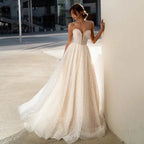 Lakshmigown Sparkle Sequins Wedding Dresses Backless Sleeveless Sexy Bridal Gowns A-Line Robes Vestidos De Novia  Customized