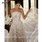 Lakshmigown Full Lace Strapless Wedding Dress Featuring Stunning Lace Appliques and Floral A-Line Bridal Dress Customized