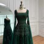 Serene Hill 2026 Customized Caramel Beaded A-Line Evening Dress with Cape Sleeves Formal Party Gowns for Women DLA73089