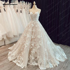 Lakshmigown Luxury Spaghetti Straps Lace Women Sweetheart Neck Wedding Dress for Bride Champagne Wedding Gown Vestidos Para Boda