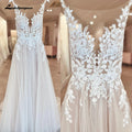 Lakshmigown Illusion Wedding Dress Sleeveless Backless O-Neck Bride Dress See Through Appliques Formal Robe De Marie