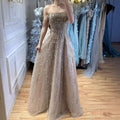 Serene Hill Caramel A-Line Beaded Evening Gown Off Shoulder Formal Party Prom Dress Robe de Soirée 2026 Customized DLA73326