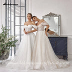 Lakshmigown Luxury Boat Neck Bohemian Wedding Dress Off-the-shoulder Draped Open Back Floor Length Wedding Gowns Customized