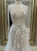 Lakshmigown Luxury Beading Lace Boho Wedding Dress Spaghetti Straps Rincess Bridal A Line Beach Summer Wedding Gown Customized