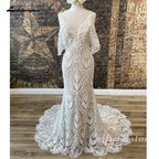 Lakshmigown Spaghetti straps Lace Mermaid Boho Bohemian Wedding Dress with Detachable Sleeve 2026 Bridal Gown Customized