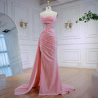 Vestido de Baile Elegante com Brilhos Cor-de-Rosa e Fenda LA72997