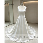 Lakshmigown Scoop Neck Crepe Satin Wedding Dress 2027 Real Photos Court Train Elegant Bride Gown For Women Customized