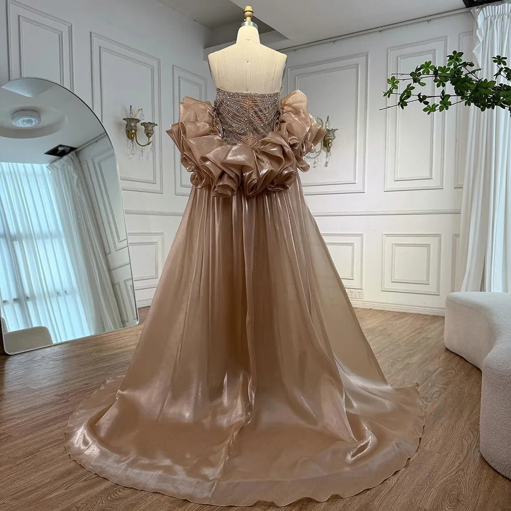 Serene Hill Pink Strapless Mermaid Beaded Evening Dresses with Cape Elegant Party Gowns for Women Customized DLA72896