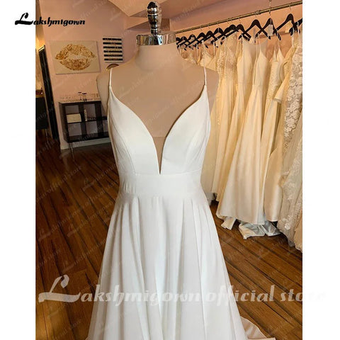 NumberSea Einfache Brautkleider 2025 Neue Ankunft V-ausschnitt Lange Braut Kleid Hohe Qualität Zipper A-linie Elegante Brautkleid 