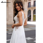 Lakshmigown Beach Wedding Dresses with Dectach Puffy Long Sleeve Vestito Donna Sexy Chiffon Boho Bridal Gowns Customized