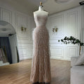 Serene Hill White Nude Spaghetti Strap Feathers Beaded Mermaid Evening Dress Party Gown for Women DLA72823 Customized