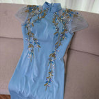 Serene Hill Customized 2025 Saudi Mint Mermaid Beaded Satin Evening Dress Gown with   for Formal Occasion DLA72797