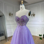 Serene Hill Customized Lilac Spaghetti Strap A Line Beaded Evening Prom Dresses Dubai Party Gowns for Women 2025 DLA72571