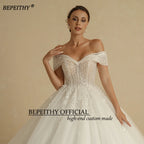 BEPEITHY Customized Plus Size Princess Wedding Dresses 2026 For Bride Off Shoulder Sleeveless Women Glitter Ball Bridal Gown