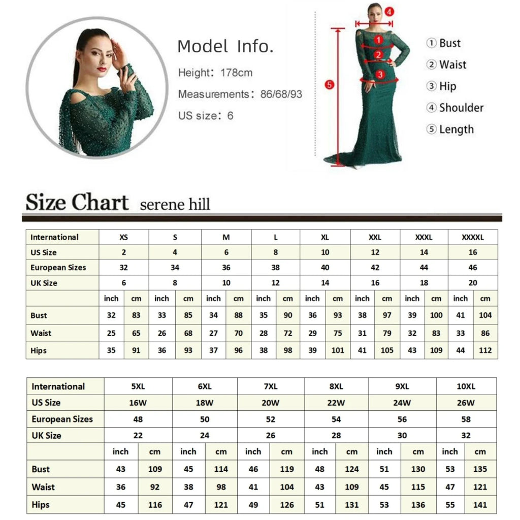 Serene Hill Black Mermaid Luxury Beaded Evening Dress 2026 Elegant Party Gowns for Women Customized DLA73408