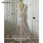 Lakshmigown Off Shoulder Lace Appliques Women Wedding Dress for Bride Customized Champagne Wedding Gown vestidos de boda novia
