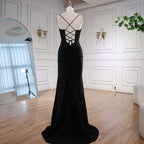 Abito da Ballo Elegante Nero con Perline e Spalline Sottili LA73039