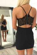 Vestido negro corto para el baile de bienvenida, vestido negro para el baile de bienvenida, modelo S1189