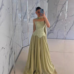 Elegante Verde Salvia   Abito da Sera a Linea A in Chiffon LA73073