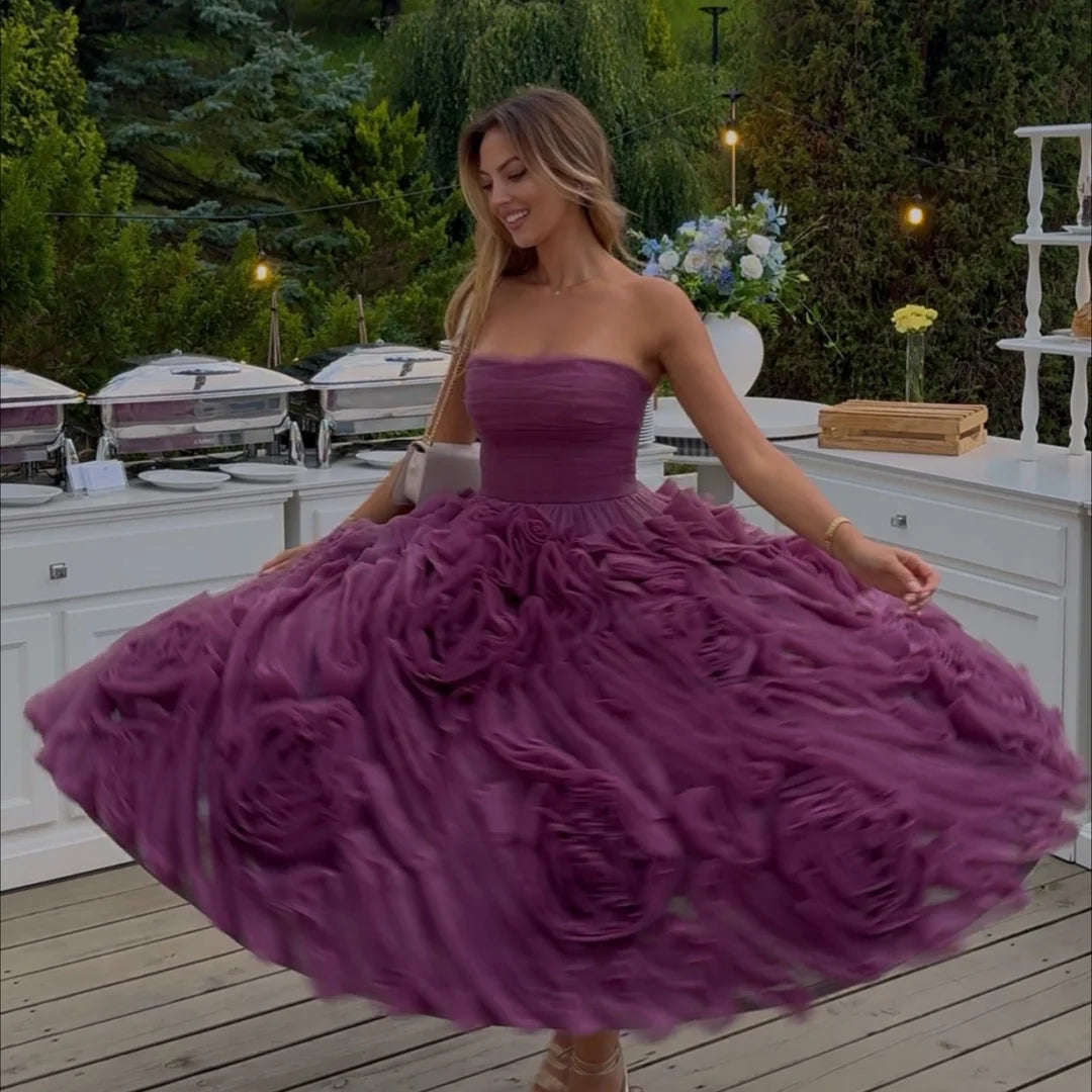 Serene Hill 2025 Customized Purple Strapless Princess Evening Dresses Formal Party Gowns for Women DLA73176