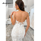 Lakshmigown Lace Mermaid Wedding Dress Spaghetti Straps Cut Out Long Train Bridal Gowns Vestidos de Nova