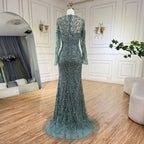 Serene Hill Customized Turquoise Mermaid Party Gown Overskirt Beaded Evening Dress for Women Wedding 2024 DLA72601