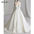 Lakshmigown Off The Shoulder Crepe Satin A-Line Bridal Gowns For Formal Party Floor Length Wedding Dress Vestidos Customized