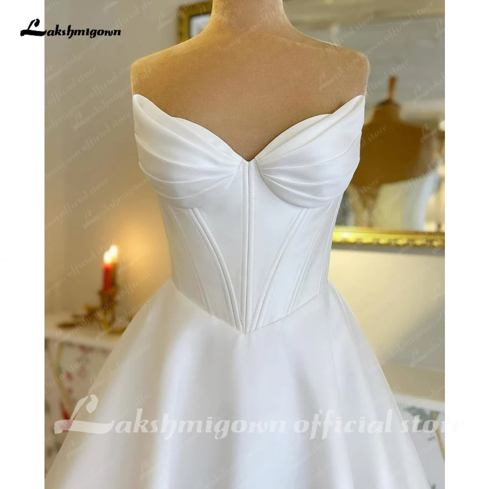 Lakshmigown Classic A Line Soft Satin Wedding Dresses 2026 Vestidos De Novia Beach Bridal Gowns Customized