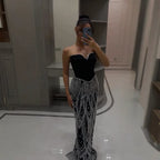 Serene Hill Black Mermaid Luxury Beaded Evening Dress 2026 Elegant Party Gowns for Women Customized DLA73408