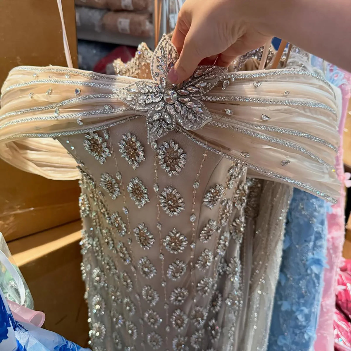 Serene Hill Luxury Beaded Evening Gown 2026 Elegant Off-Shoulder Sparkly Mermaid Party Dress for Women DLA73362 Customized