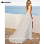 Lakshmigown Chiffon Wedding Dresses With High Split Front A-Line Beach Wedding Gowns Open Back 2025 Noiva Vestido Customized