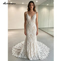 Lakshmigown Plunging V Bohemian Mermaid Wedding Dress 2027 Real Photos Lace Champagne Bridal Gown Spaghetti Straps Customized