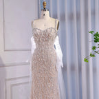 Serene Hill White Nude Mermaid Pearls Evening Dresses with Gloves Wedding Party Gowns for Women 2026 Customized DLA72345E