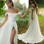 Lakshmigown Chiffon Beach Wedding Dresses 2026 New Split Side Strapless Garden Bridal Gowns Lace Up Back Customized