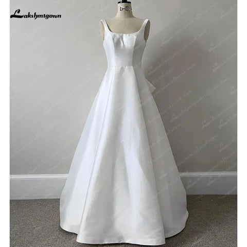 Vestidos de noiva em cetim A-Line NumberSea para mulher 2025 Vestidos civis para noivas Praia Boho Vestidos de noiva com laço 