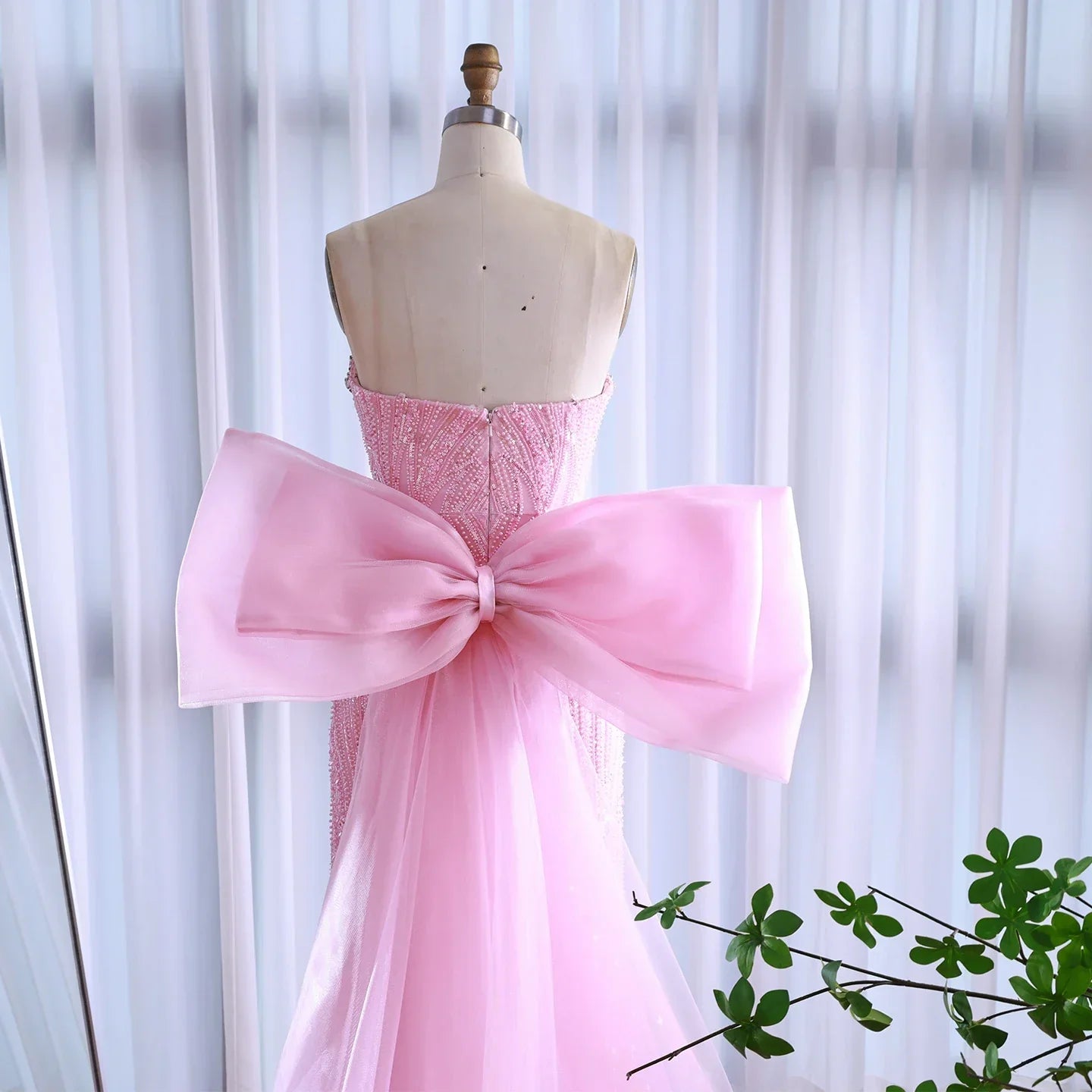 Abito da Sera con Fiocco Rosa di Lusso Dubai LA73061A