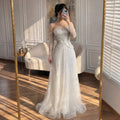 Serene Hill Customized Off Shoulder Long Sleeves A-line Prom Dress for Women Formal Wedding Party Evening Gowns DLA73333