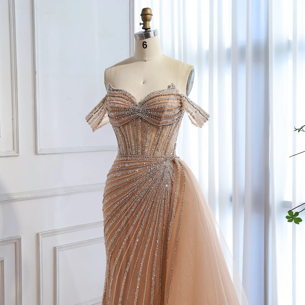 Serene Hill Customized Elegant Off the Shoulder Mermaid Evening Dresses with Skirt Formal Party Gowns for Women DLA73139
