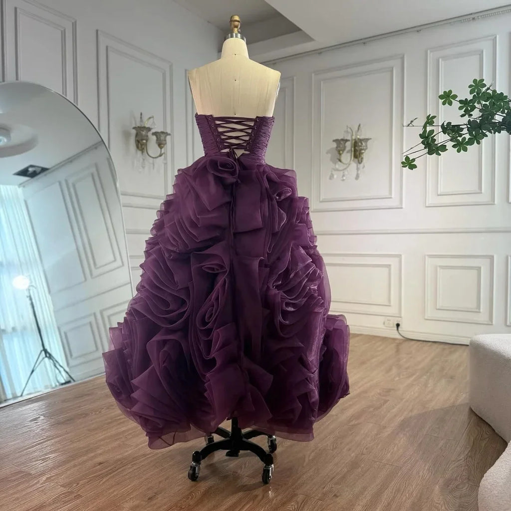 Serene Hill 2025 Customized Purple Strapless Princess Evening Dresses Formal Party Gowns for Women DLA73176