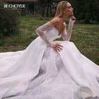 Off the Shoulder A-Line Wedding Dress 2026 Appliques Long Sleeve Customized Bride Gown Princess BECHOYER EL350 Vestido De Noiva