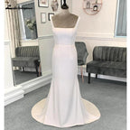 NumberSea Simple Scoop Neck Crepe Beach Wedding Dresses For Women 2025 Bride Long Boho Wedding Gowns Open Back