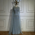 Serene Hill Caramel Mermaid Beaded Evening Dresses with Cape Sleeve Elegant Party Gowns for Women DLA72775 Customized