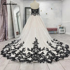 Chic Sleeveless Sweetheart Wedding Dresses for Women Plus Size Black and White A-Line Tulle Bridal Dress Customized