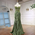Abito da Ballo in Satin Verde Salvia di Lusso con Spacco LA73032